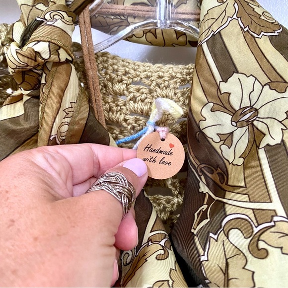 Artisan farmhouse boho knit cardigan w granny cottage cabin prairie vibe - Picture 4 of 14